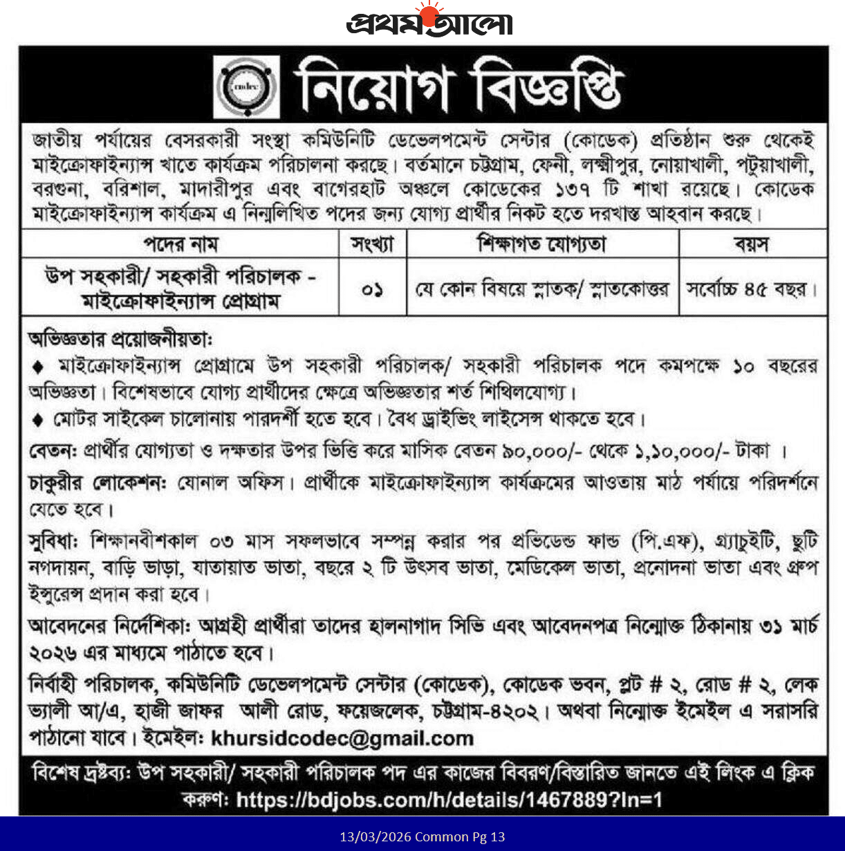 CODEC NGO Job Circular 2026 Picture