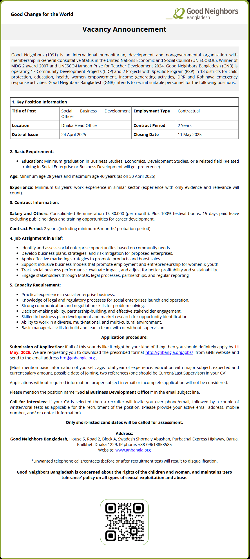 Good Neighbors Bangladesh Job Circular 2025 1 Good Neighbors Bangladesh Job Circular 2025