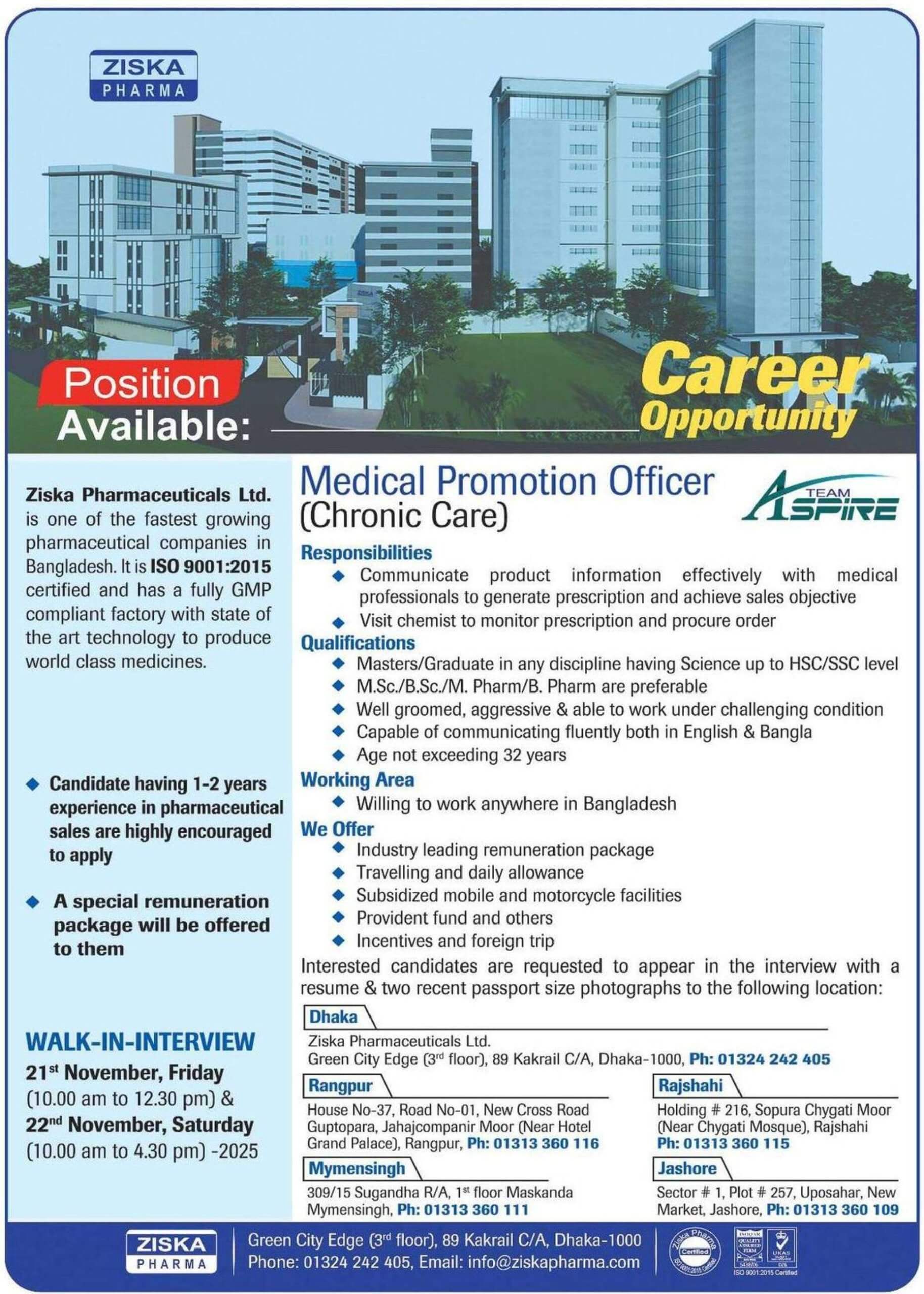 Ziska Pharmaceuticals Limited Job Circular 2025