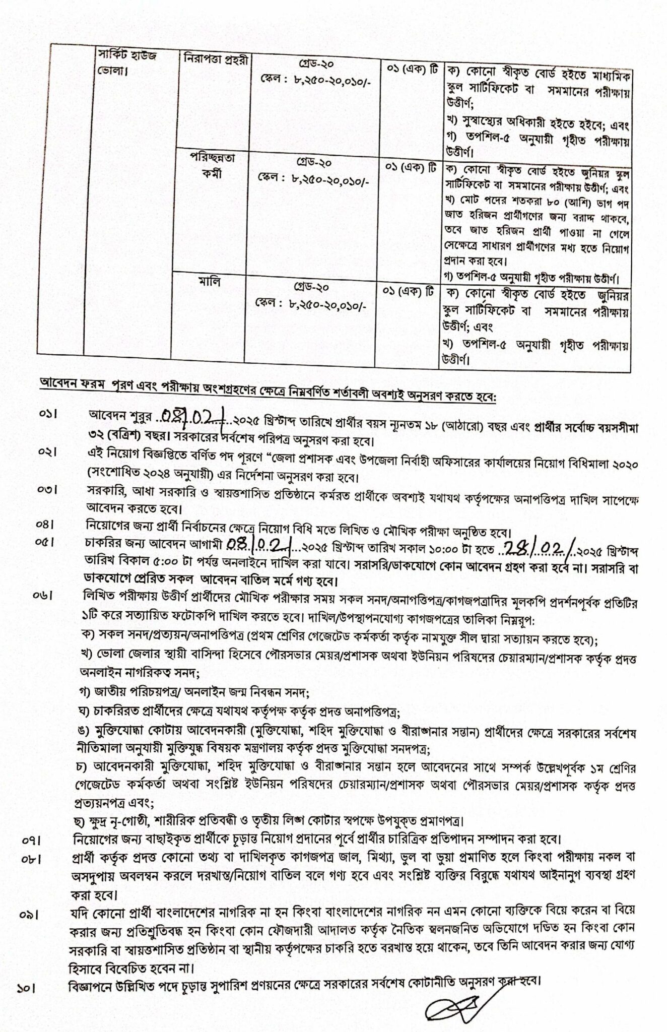 DC Office Bhola DCBHOLA Job Circular 2025