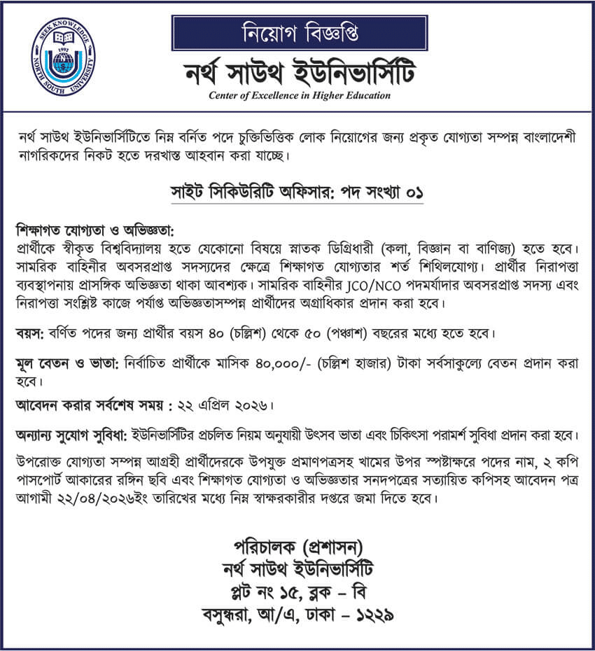 North South University NSU Job Circular 2026