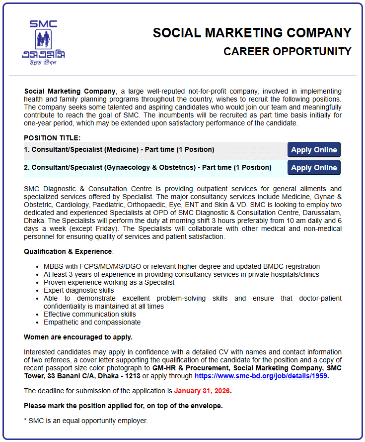 SMC Enterprise Ltd. Job Circular 2026