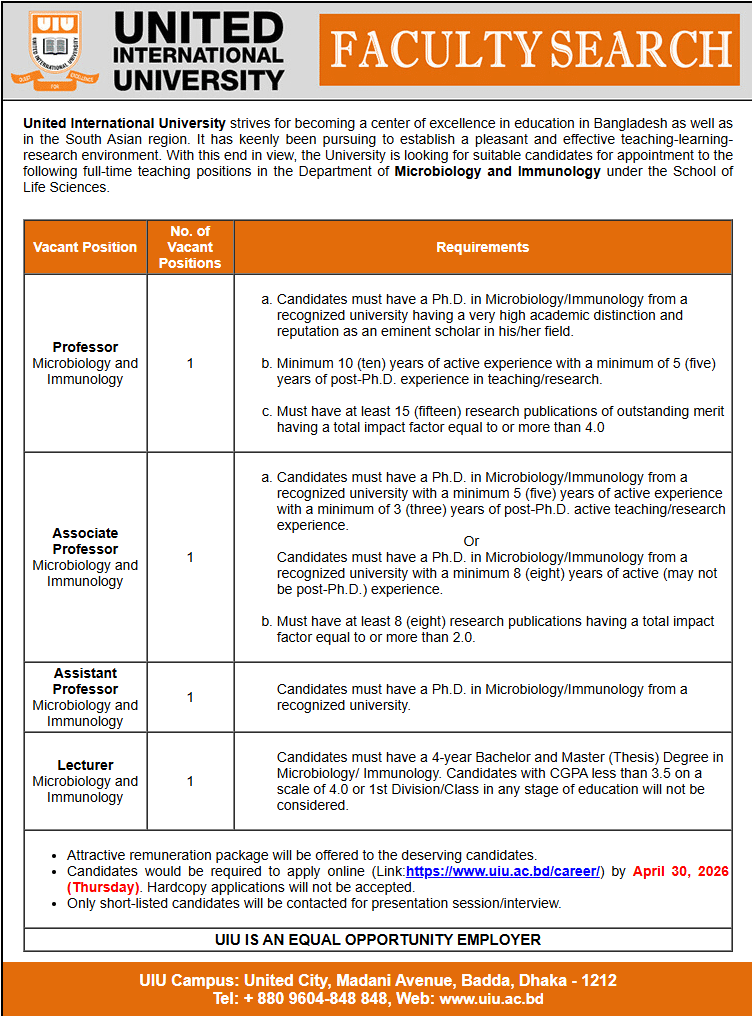 United-International-University United International University Job Circular 2026