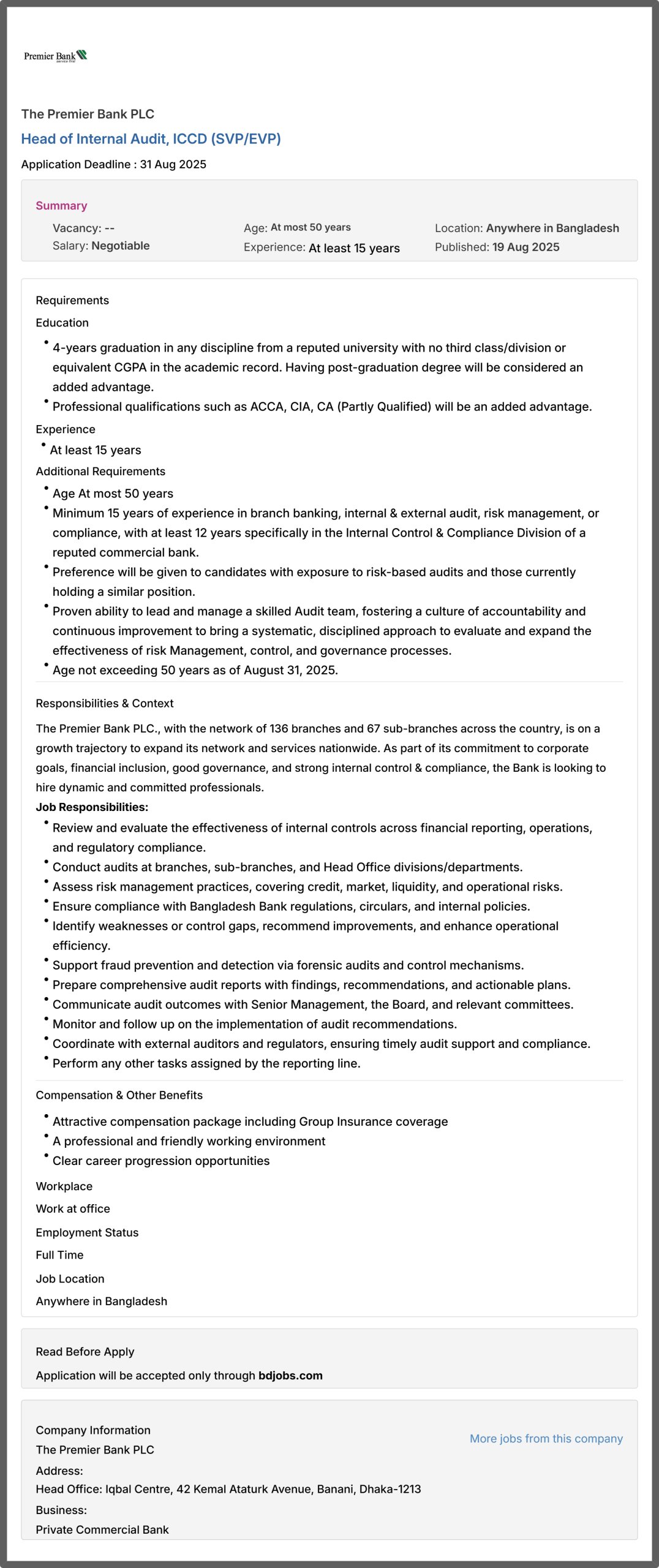 Premier Bank Job Circular 2025 3 Premier Bank Job Circular 2025