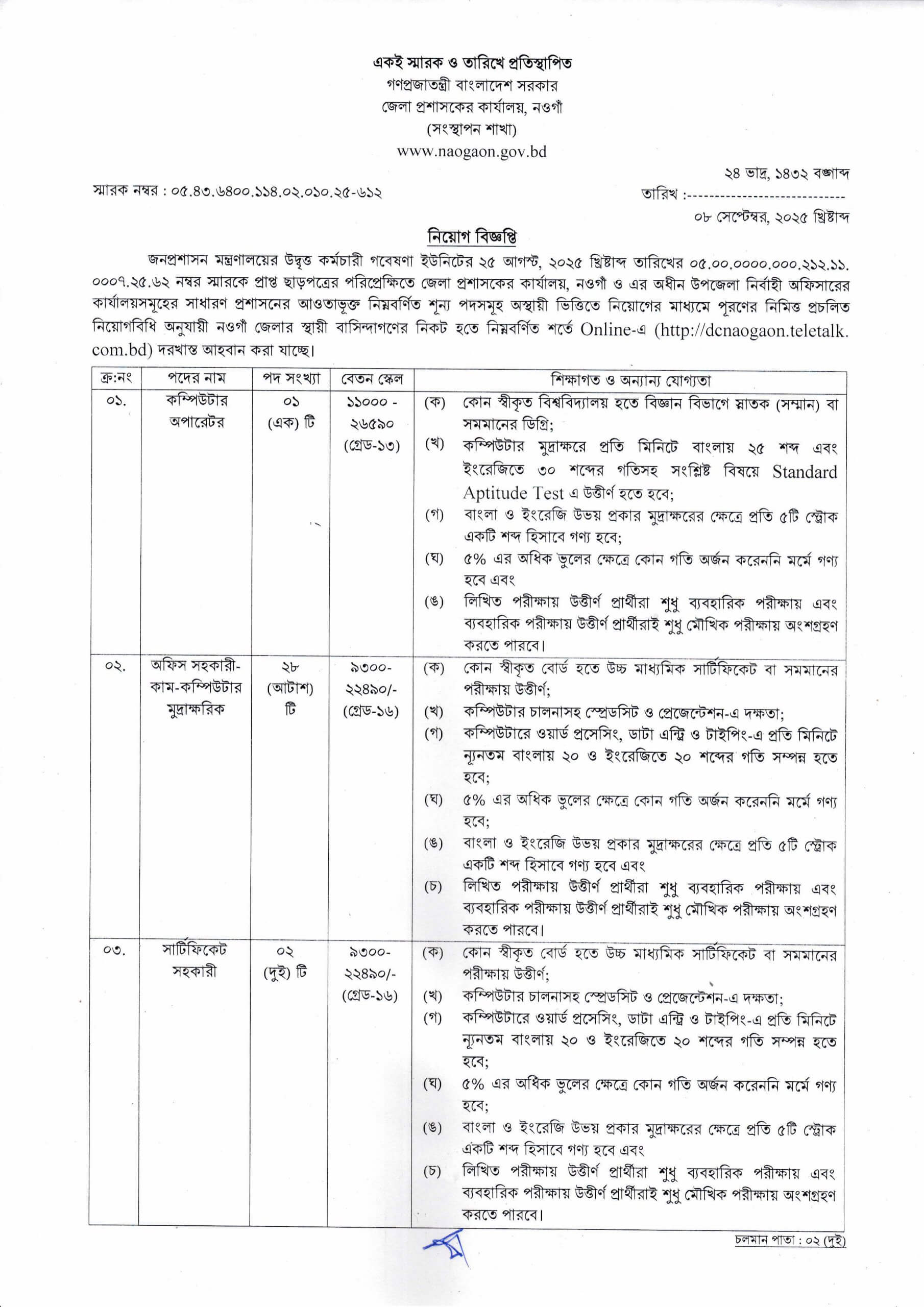 Deputy Commissioner's Office Naogaon DCNAOGAON-DCNAOGAON.teletalk.com.bd