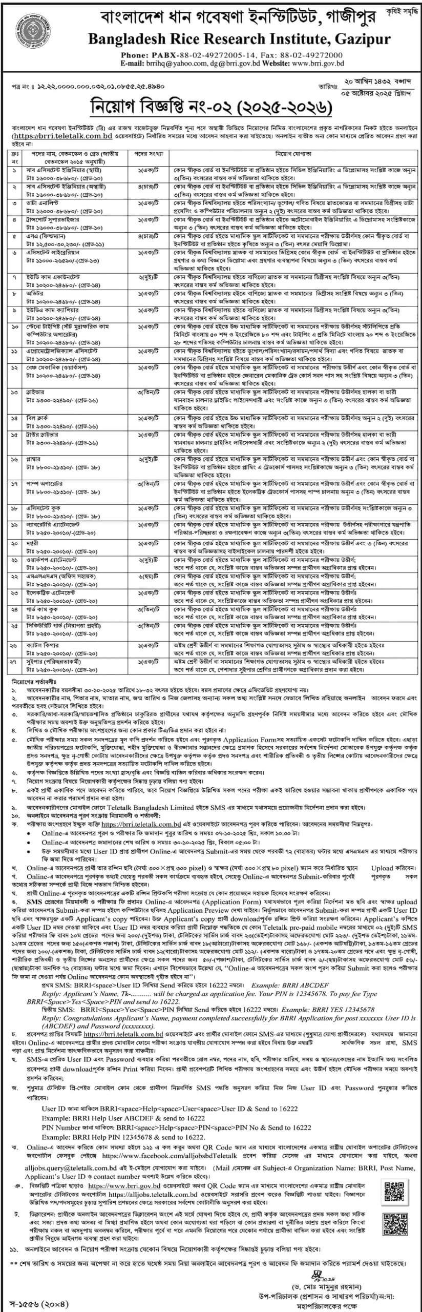 Bangladesh Rice Research Institute BRRI Job Circular 2025 1 Bangladesh Rice Research Institute BRRI Job Circular 2025
