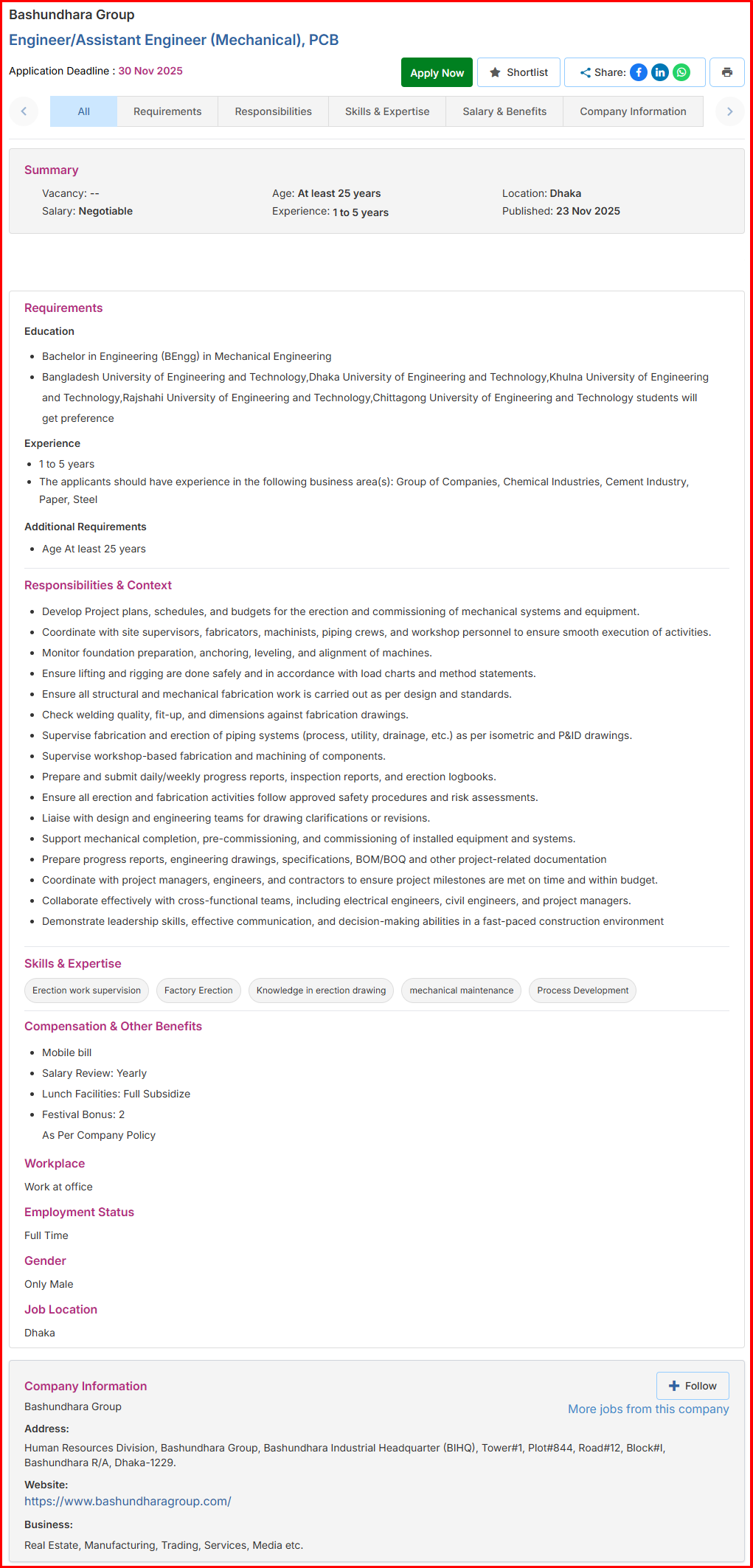 Bashundhara Group Job Circular 2025 Engineer-Assistant-Engineer-Mechanical-PCB-Bashundhara-Group