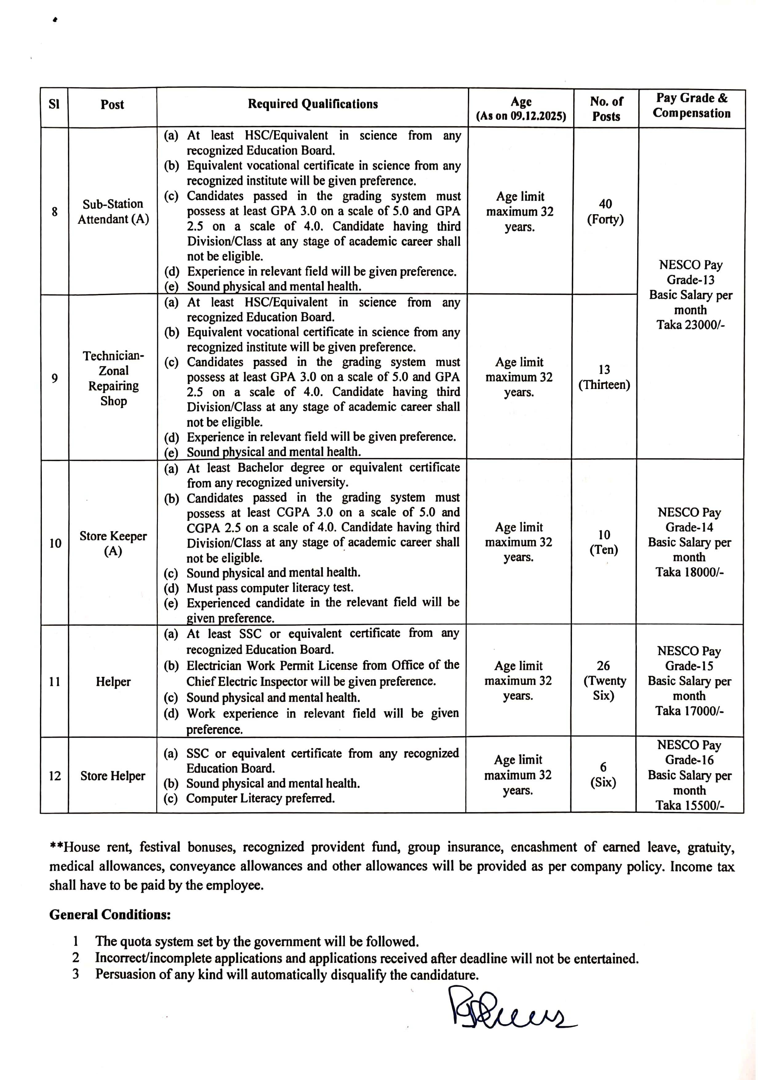 Northern Electricity Supply Company NESCO Job Circular 2025 - career.nesco.gov.bd Latest job vacancy (3)
