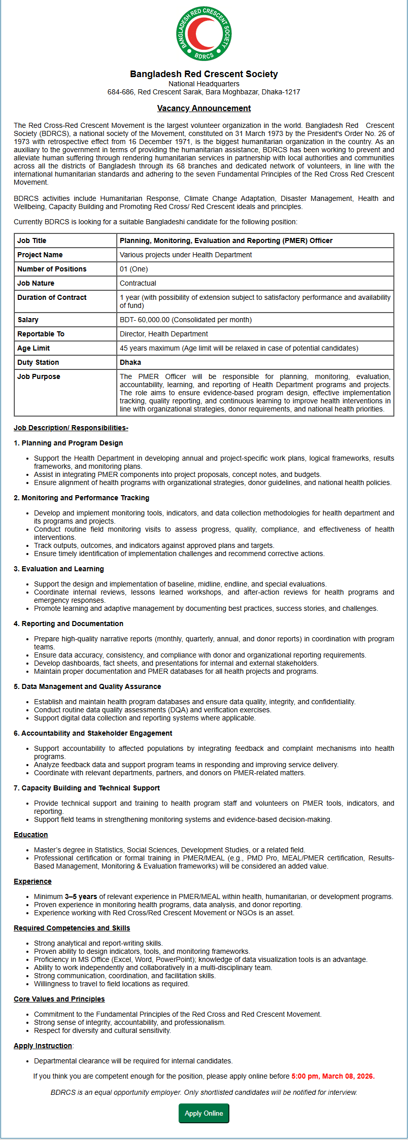 Bangladesh Red Crescent Society Job Circular 2026 Picture Bangladesh-Red-Crescent-Society-BDRCS-