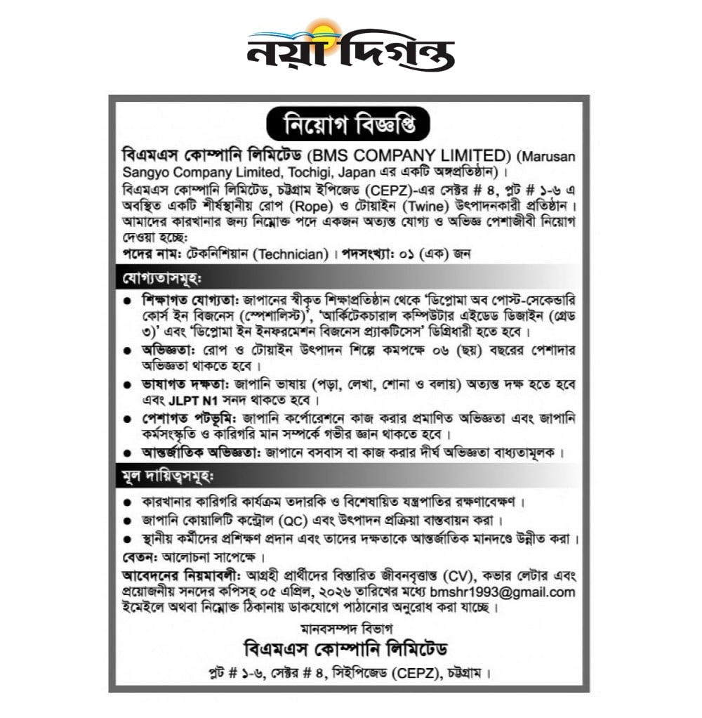 BMS Company Limited BMS Job Circular 2026 CEPZ Apply