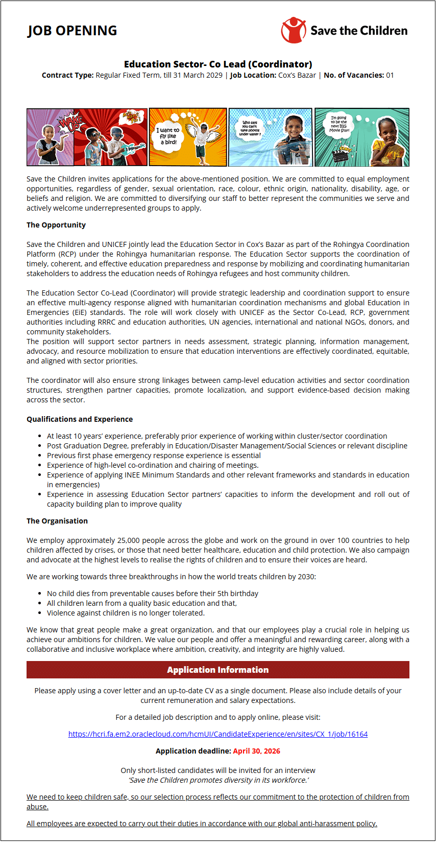 Save the Children NGO Job Circular 2026