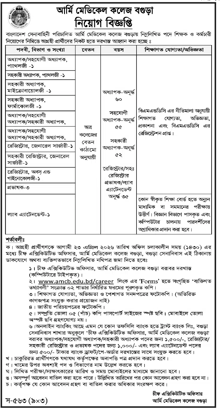 Medical College and Hospital Job Circular 2026 Army Medical College Bogura.jpg