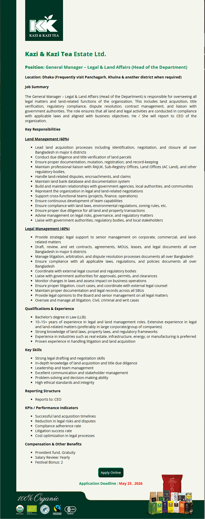 Kazi and Kazi Tea Job Circular 2026 Picture